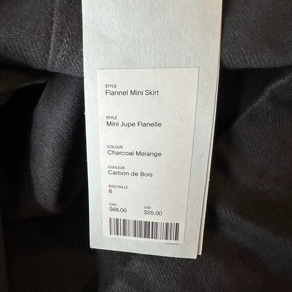 NWT KOTN Flannel Mini Skirt Womens 6 Charcoal Grey Pockets A-line Modern Preppy - Picture 8 of 10